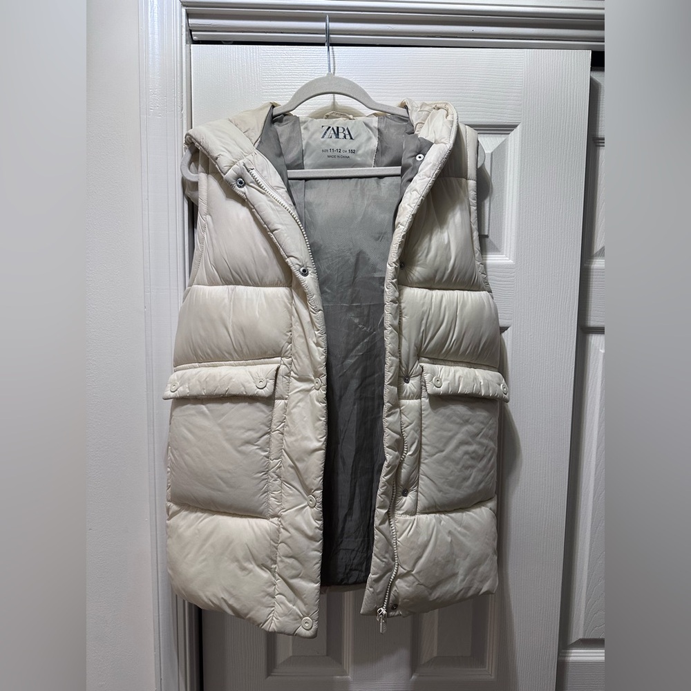 Zara Girl Off-White Puffer Vest